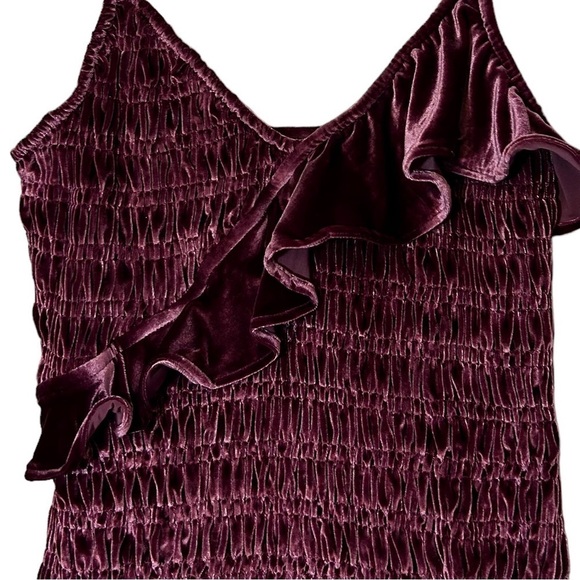 CHLOE Oliver NWT Velvet Ruffle Tank Dress Layers Smocking Size Small Stretch - Picture 6 of 11